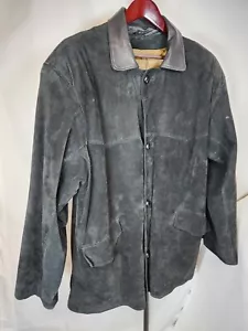 DE COLECCIÓN ENJOY Salvaje Oeste Alemania - Gamuza Negra, Abrigo Occidental Forrado en Lana - Para Hombre Talla XL - Imagen 1 de 14