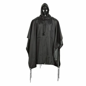 BLACK Military Tactical Style All Weather Poncho Raincoat Ripstop Nylon 53 x 84 - Picture 1 of 1