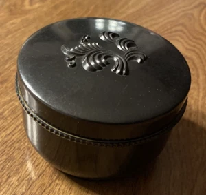 Vintage Black Bakelite Cream Container Box w/ Screw Lid 3” x 2 1/8” Old A2 - Imagen 1 de 12