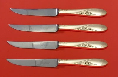Juego de cuchillos para carne Rose Spray de Easterling de plata esterlina 4 piezas HHWS personalizados 8 1/2" Foto 1 de 2