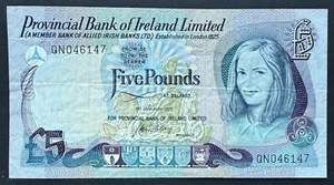 **NORTHERN IRELAND** **PROVINCIAL BANK OF IRELAND £5 NOTE** **1977** *FIRST RUN* - Picture 1 of 2