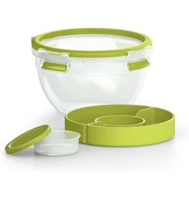 Contenitore per Insalata ,Emsa N518097 Clip & Go 1,1L rotondo Trasparente/Verde - Foto 1 di 12
