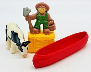 Lincoln Logs Ranch Farmer Cow Hay Bale Canoe Figures Plastic - Picture 1 of 6