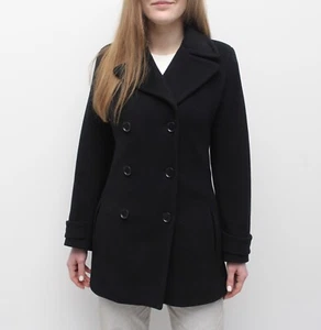 Women's MAX MARA Wool Double Breasted Coat Overcoat Midi Black US8 fits XS-S - Picture 1 of 8