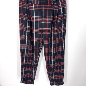 Pantalone donna chiaro prima del buio S plaid elastico in vita affusolato gotico accademia preppy - Foto 1 di 10
