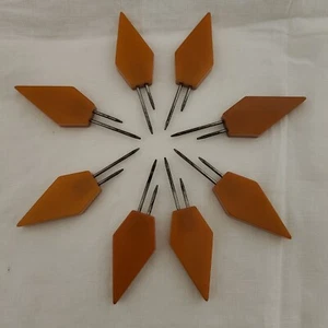 Vintage KOB-KNOBS Corn Cob Holders/Spears/Picks Butterscotch Bakelite Set of 8 - Picture 1 of 12