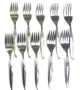 Ten LA ROSE Salad Forks Oneida LTD Wm A Rogers Premier Stainless Flatware 6.25" - Picture 1 of 5