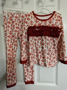 Sweet Honey Christmas Pajamas Red Ornaments Ruffles Girl's Size 5 - Picture 1 of 6