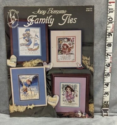 Libro de punto de cruz vintage Jody Bergsma Family Ties 176 publicación Pegasus Foto 1 de 4