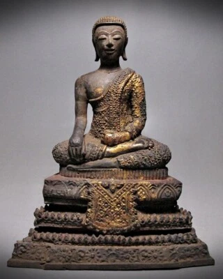 Escultura de Buda de Bronce Tailandés Phra Rattana Malai Figura Siglos XIX-XX Foto 1 de 4