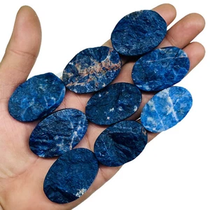 12 Pcs Natural Canadian Sodalite Druzy Cut 35-41mm Loose Untreated Gemstones Lot - Picture 1 of 7