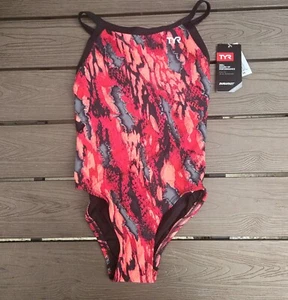 TYR DuraFast Lite Brandello Diamondfit 1 Pc Swim Red Youth Girl Sz 24 New - Picture 1 of 3