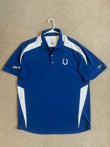 Vintage Reebok Mens Sideline XL Polo Shirt Indianapolis Colts Royal Blue NFL - Picture 1 of 11