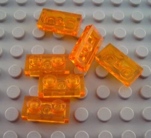 LEGO Lote de 6 Piezas de Placa de Construcción Plana Translúcida Naranja Oscuro 1x2 - Imagen 1 de 1