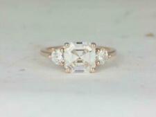 14k Hallmark Rose Gold 2.00ct Asscher Cut Diamond Ring Lab-Created Wedding Jewel