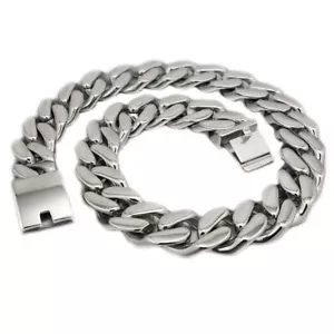 Enormi Collane Catena Maglia Cubana Acciaio Inox Gioielli Biker Punk 5P004ND - Foto 1 di 16