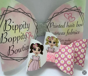 ROSA GÄNSEBLÜMCHEN MÄDCHEN 4" BEDRUCKTE CANVAS STOFFSCHLEIFE SCHLAUFEN ZUM SELBERMACHEN HAARSCHLEIFEN - Bild 1 von 4