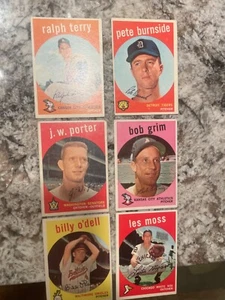 fire lot of 6 1959 topps baseball cards including Ralph Terry Bob Grim - Bild 1 von 7