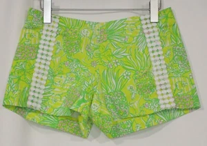 Pantalones cortos para mujer Lilly Pulitzer talla 0 verde con encaje estampado de piña - Imagen 1 de 5
