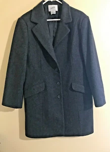 Jacqueline Ferrar Womens Peacoat Wool Charcoal Grey Length Button Up Size 14 - Picture 1 of 10