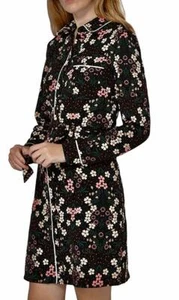 Dorothy Perkins Damen Shirtkleid Blumenmuster Gürtel Schwarz Langarm - Bild 1 von 7