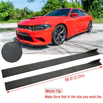 Carbon 86.6" Side Skirt Extension Splitter Rocker Panels Lip For Dodge Avenger - Image 1 of 4