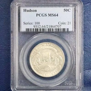 Medio dólar conmemorativo del sesquicentenario Hudson NY 1935 50C - GRADUACIÓN PROFESIONAL MS 64 - Imagen 1 de 6