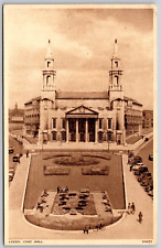Postcard UK England Yorkshire Leeds Civic Hall and Gardens 1954 Sepia Chrome