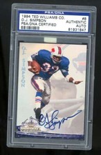 1994 Ted Williams CO OJ Simpson Auto Autograph 9/54 PSA/DNA Authentic Z10423