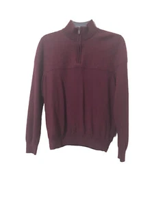 Men's Ethan Pierce 100% Merino Wool Sweeter Pullover Sweater Maroon burgundy - Picture 1 of 8
