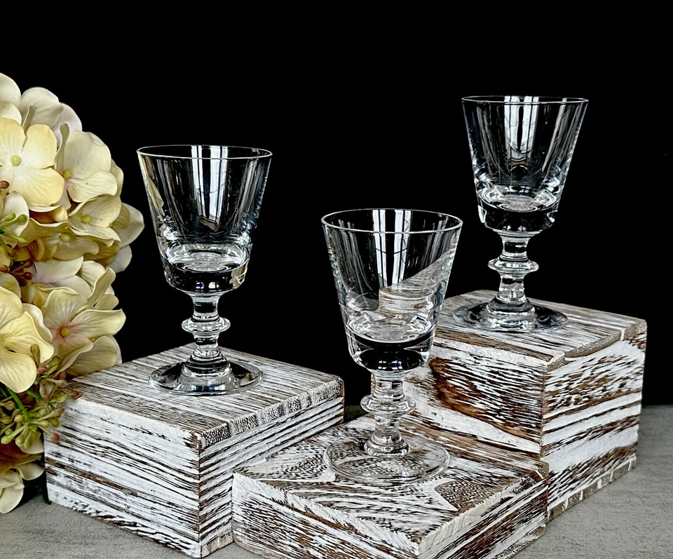 Conjunto de três (3) copos CORDIAL Val St Lambert cristal estado liso 3 3/8" - Imagem 1 de 1