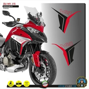 2 ADESIVI DUCATI MULTISTRADA V4 FIANCHETTI LATERALI NERO ROSSO DU MV J15 - Imagen 1 de 1