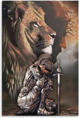 Lion Woman Warrior, Woman Warrior of God, Lion of Judah, Religious Home Wall Art