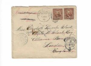 U.S. 1892 Cover sent from Boston MA to London & Forwarded to Paris - rough open - Picture 1 of 2