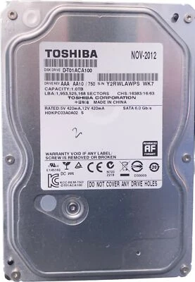 1TB Toshiba 3.5" 7200 RPM SATA III 6Gb/s 32MB DT01ACA100 Sata 7200RPM - Image 1 of 2