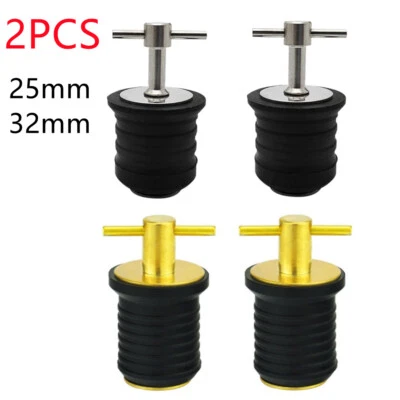 2X Boat Drain Plug Rubber Stainless Steel/Brass Twist Hull Drain Plugs 25mm/32mm - Image 1 of 4