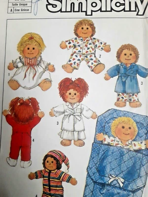 16" 18" Doll Wardrobe Clothing Simplicity 6968 Sewing Pattern Cabbage Sculpted - Image 1 of 4
