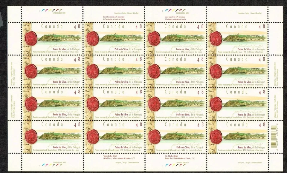 Canada - Scott 1988 - Full Pane of 16 Stamps - Pedro Da Silva - MNH - Image 1 of 1