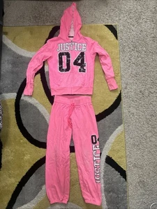 Justice Girls Pink Sweatsuit Tracksuit Size 8 - Picture 1 of 17