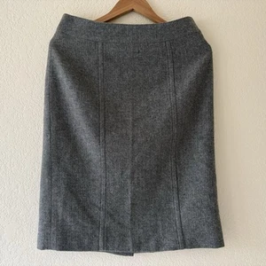 Banana Republic Fischgrätmuster Bleistiftrock Größe 6 Wollmischung grau gefüttert Reißverschluss hinten - Bild 1 von 13