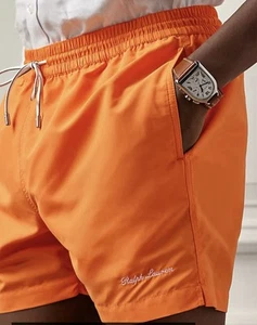 NWT $295 RALPH LAUREN PURPLE LABEL Men’s Orange SWIM SHORTS Sz M - Picture 1 of 18