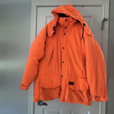 Vtg Walls Blizzard-Pruf Mens XL Hooded Orange Hunting Jacket Quilted Insulated - Image 1 of 4