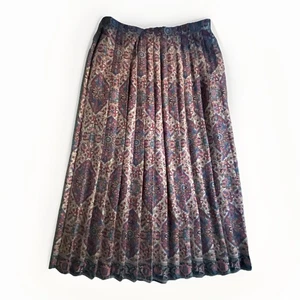 VTG JH Collectibles Paisley Pleated Midi Skirt Sz 14 90% Rayon 10% Wool USA - Picture 1 of 5