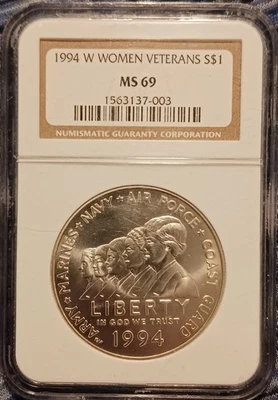 1994 W WOMEN VETERANS Modern Commemorative S$1 NGC MS69 - Image 1 of 4