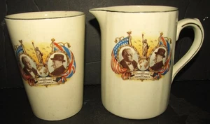 ORIGINAL WW2 CHAMPIONS OF DEMOCRACY China Creamer & Cup w Roosevelt & Churchill - Picture 1 of 8