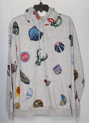 Ultra Game NBA Team Logos Pullover Hoodie Gray Fleece Sweater Size MEDIUM AOP - Image 1 of 4