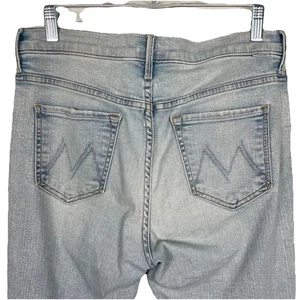 Mother The Stunner Zip Ankle Step Fray Jeans Womens 28x28 Lt Blue Distressed - Picture 1 of 17