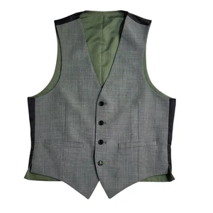 Vintage Waistcoat Grey 2 Pocket Smart Formal Wool Blend Men's S 36-38" - Picture 1 of 3