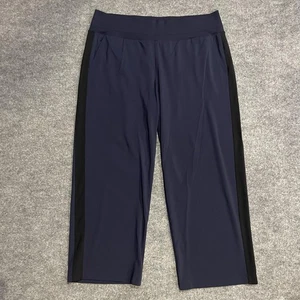 Athleta Venice Colorblock Wide Leg Pants Womens 2X Navy Blue Athletic Stretch - Picture 1 of 13