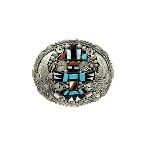 Ben Begaye, Hebilla, Multipiedra, Plata de Ley, Navajo Hecho a Mano, 3" - Imagen 1 de 3